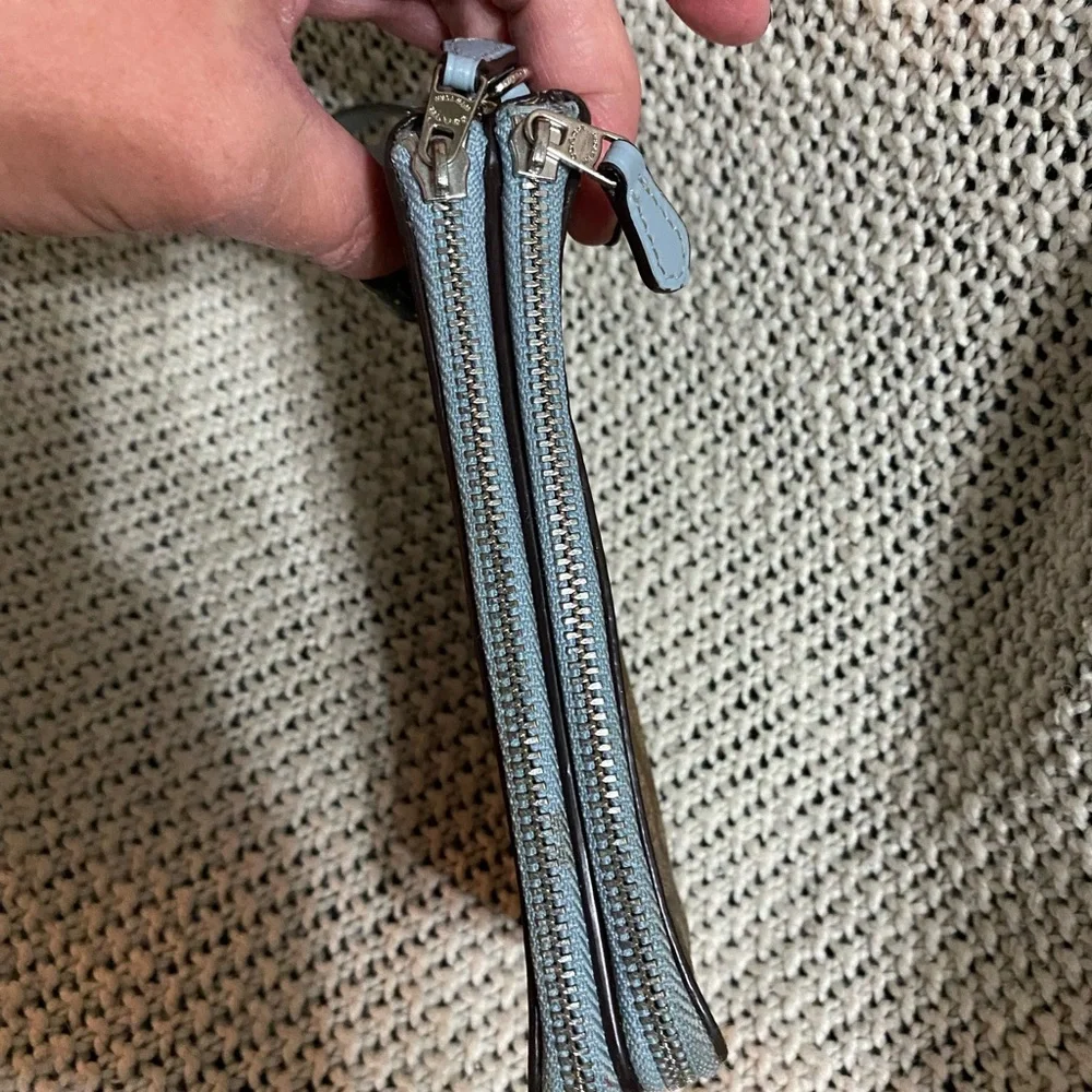 Coach Brown and Blue Two Compartment Wristlet‎